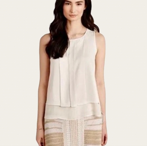 Anthropologie HD in Paris Sleeveless Ivory Blouse.  Double Layered. Like New! - Picture 10 of 11